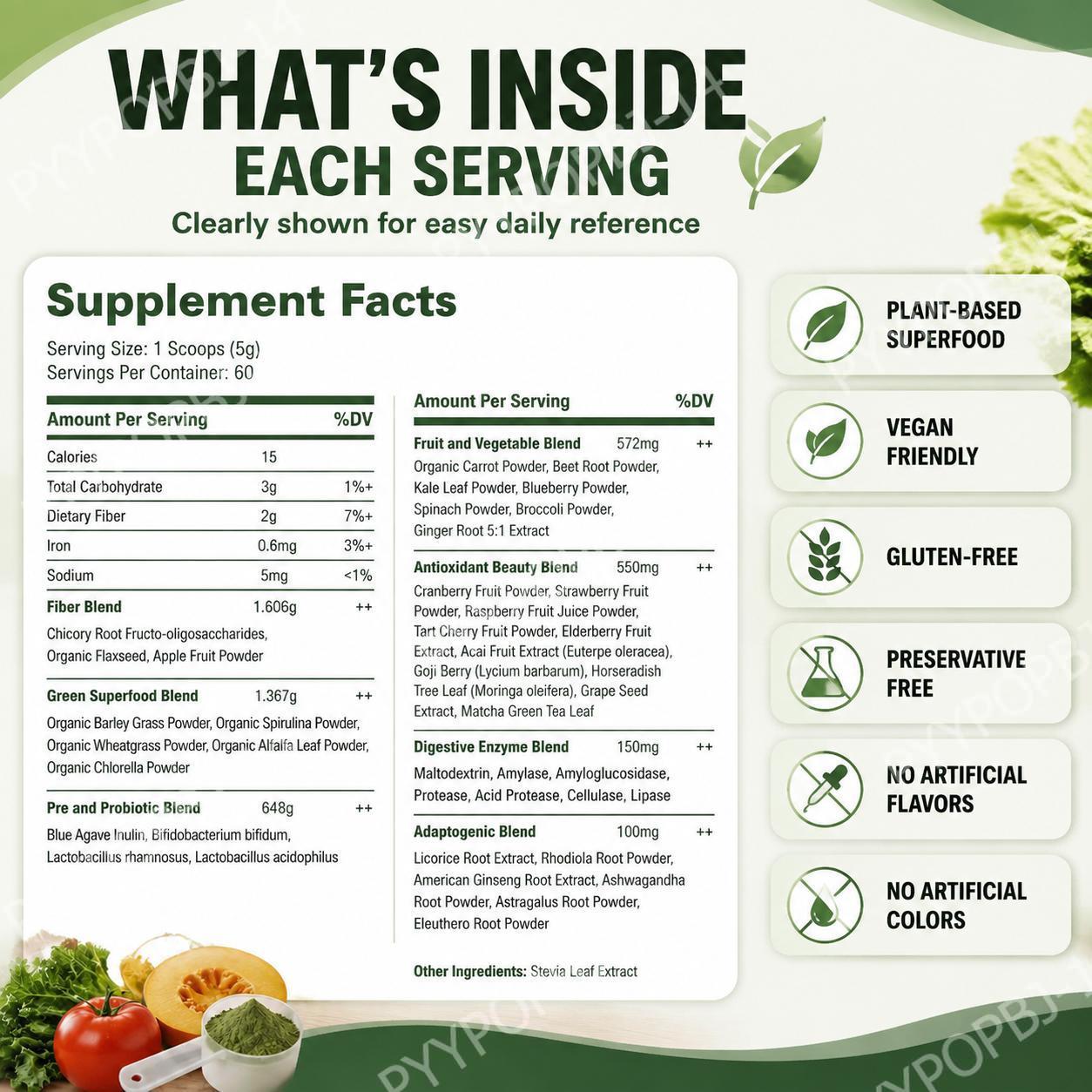 Super Greens en Polvo, Mezcla  - Digestive Enzyme Blend reseña y precio